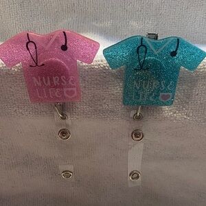Pink and Blue Nurse Life Badge Reels